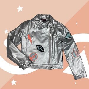 JoJo Siwa Silver Kids Jacket with Colorful Patches